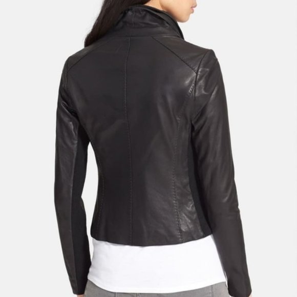 VINCE Genuine Leather Scuba Jacket - Picture 4 of 8